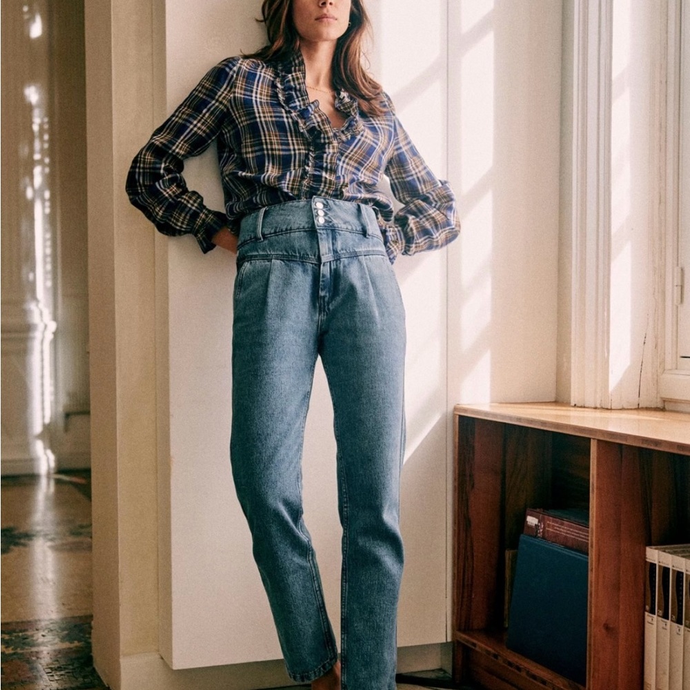 Sezane Blue High-Waisted Jeans